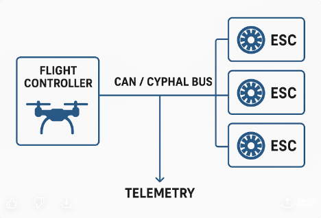 CAN/Cyphal ESC communication diagram