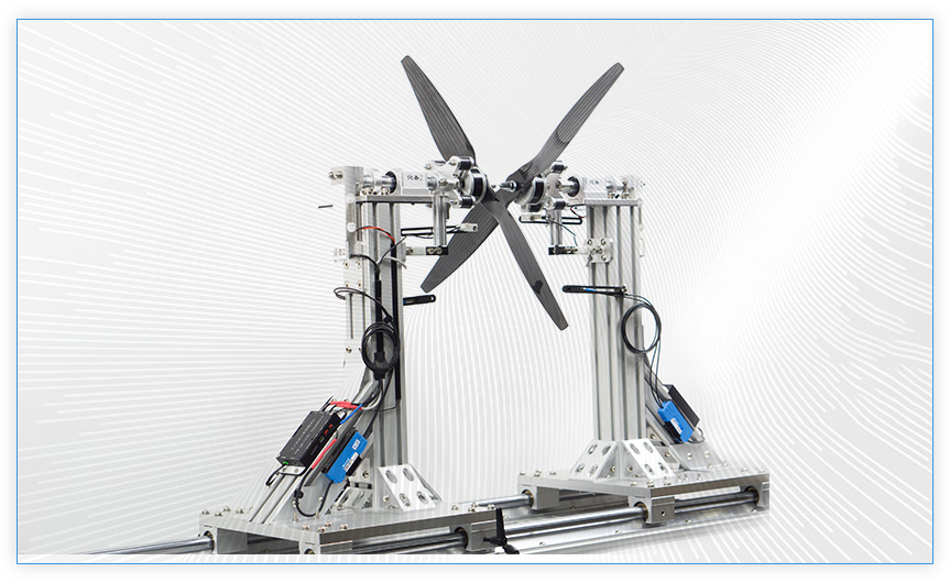 Side view of Coaxial Thrust Test Stand